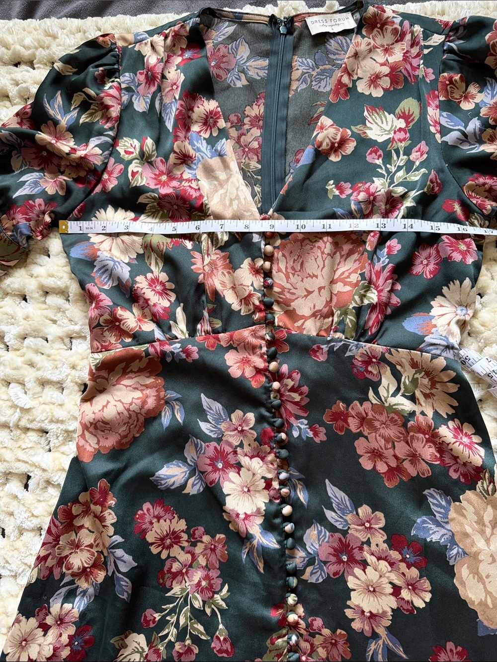 Dress Forum Green Floral Button Front Midi Dress Cottagecore S - Picture 10 of 11